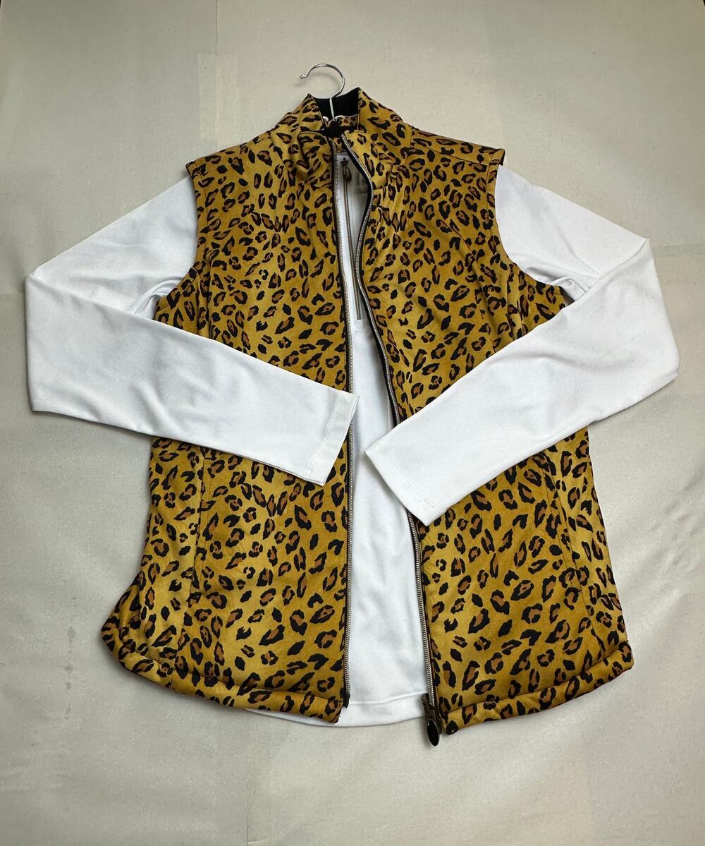 Greg Norman Solar XP Women S Leopard Print Reversible Golf Vest White 1/4 Zip